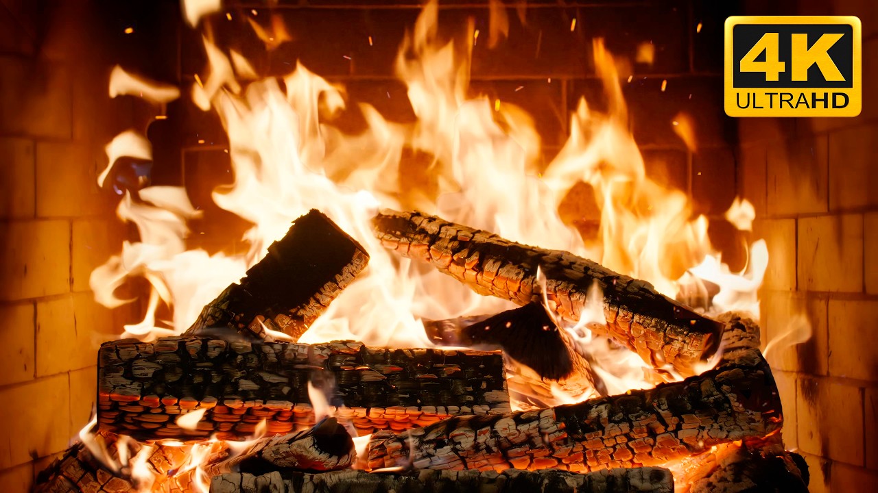 🔥 Slow-Burning Fireplace (12 Hours) with Tranquil Fire Glow & Rustling Flames for Anxiety Relief