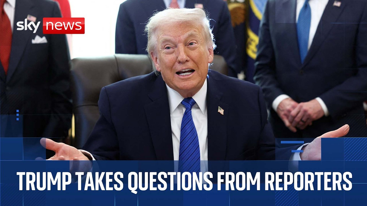 Donald Trump takes questions from reporters at the White House