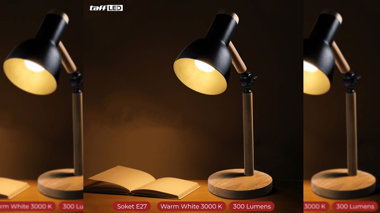 TaffLED Lampu Meja Belajar LED Model Nordic Wooden Art 5W Warm White - PK407 Pratinjau video produk TaffLED Lampu Meja Belajar LED Model Nordic Wooden Art 5W Warm White - PK407