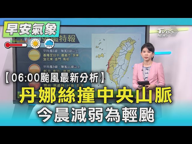 丹娜絲撞中央山脈 今晨減弱為輕颱｜氣象主播 謝宜倫｜早安氣象｜TVBS新聞 20250707 @TVBSNEWS01