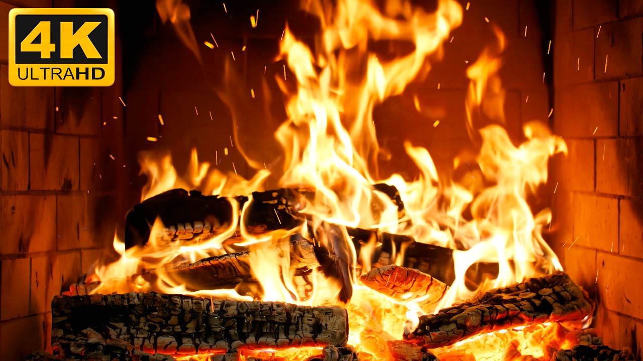 🔥 Winter Forest Cabin Fireplace with Steady Burning Logs and Homely Ambience for Stress Relief