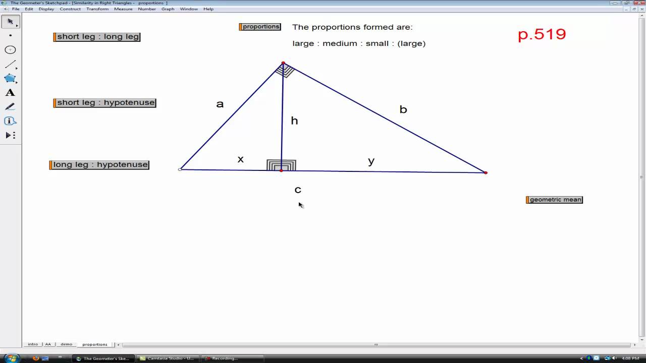 Similarity in right triangles geometry youtube