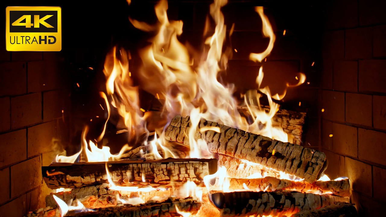 🔥 Cozy Crackling Fireplace with Tranquil Fire Sounds and Evening Warmth for Calm Christmas Nights