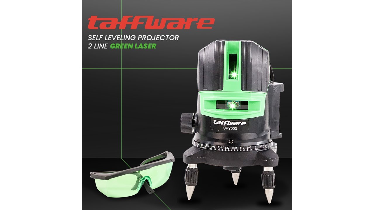 Pratinjau video produk Taffware Laser Level Self Leveling Projector Green 2 Line - SPY003