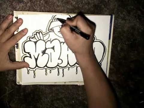 Drawing Marco Throw up and graffiti character- Mr Chino- (Sureno Bang ...