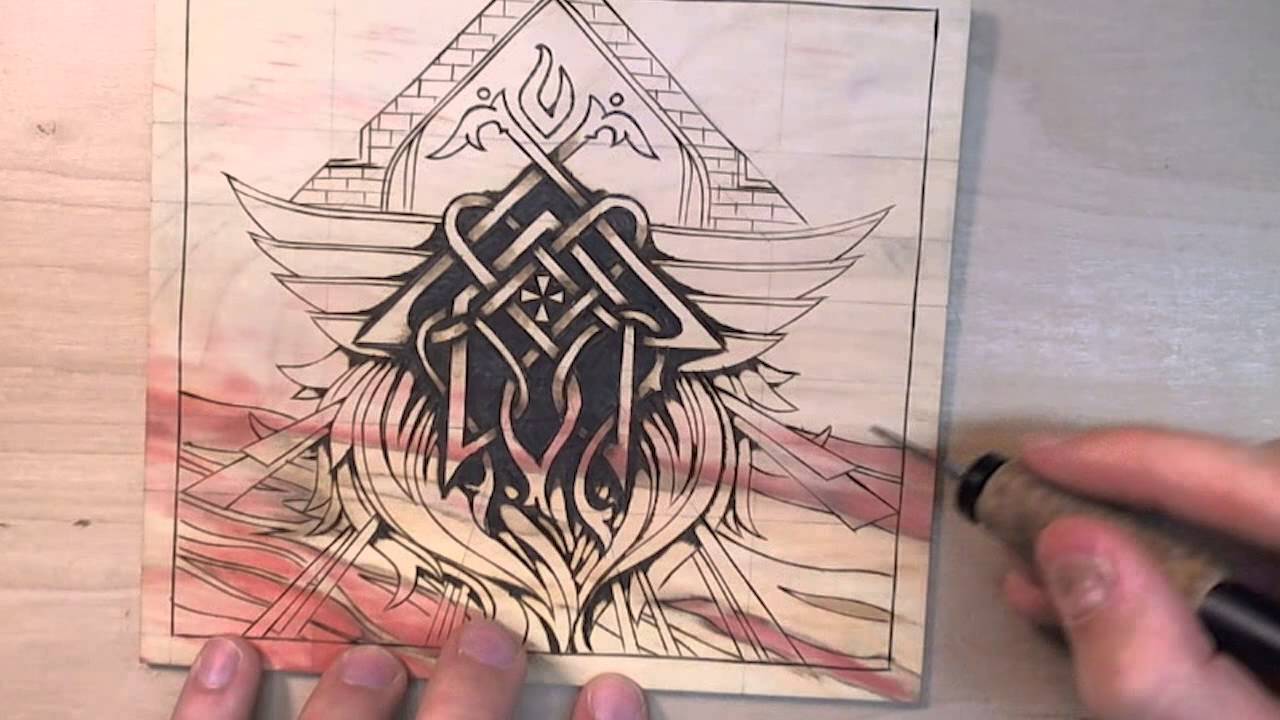 Pyrography Wood burning Drawing on Box Elder - YouTube