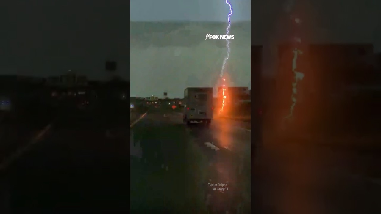 Lightning bolt narrowly MISSES truck speeding down Utah highway #shorts