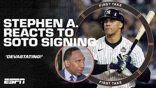 'DEVASTATING' 🤦‍♂️ - Stephen A. reacts to Juan Soto signing with the New York Mets | First Take