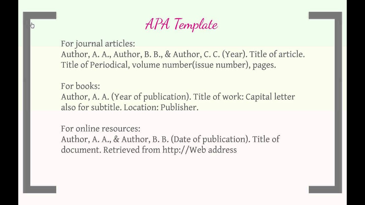 Apa Reference Format For An Online Video