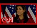 Haley speaks after CNN projects she will place third in Iowa