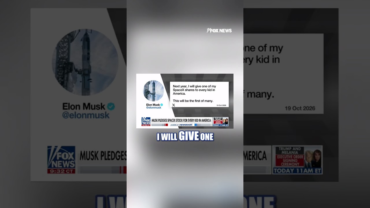 Musk pledges SpaceX stock for EVERY KID in America #foxnews #news #shorts #elonmusk #stockmarket
