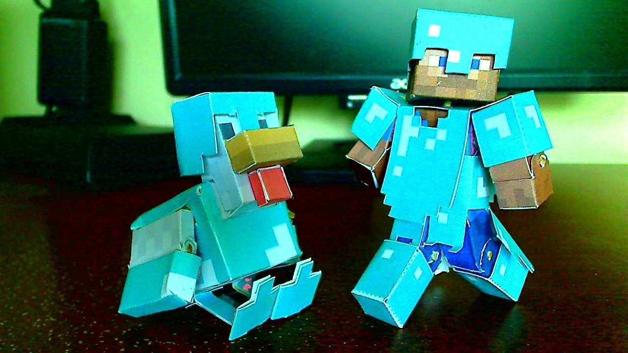 How to make a Minecraft Papercraft Bendable Chicken with Diamond Armor