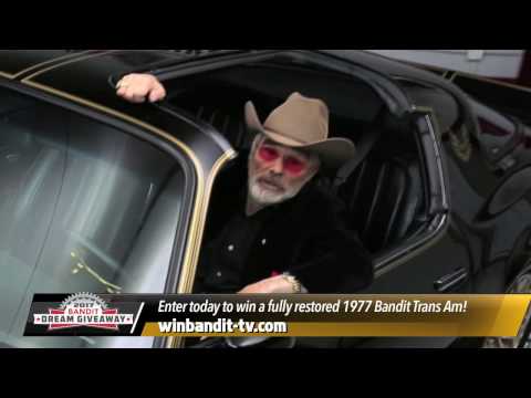 Hollywood legend Burt Reynolds and Dream Giveaway Garage want you to win this Bandit Trans Am, personally picked by Mr. Reynolds to celebrate 40 years of everybody's favorite car-chase film, Smokey and the Bandit. Do you want to double your tickets? Go to www.dreamgiveaway.com/dg/bandit?promo=PL0617Z before this offer expires. Hollywood legend Burt Reynolds and Dream Giveaway Garage want you to win this Bandit Trans Am, personally picked by Mr. Reynolds to celebrate 40 years of everybody's favorite car-chase film, Smokey and the Bandit. Do you want to double your tickets? Go to www.dreamgiveaway.com/dg/bandit?promo=PL0617Z before this offer expires.
