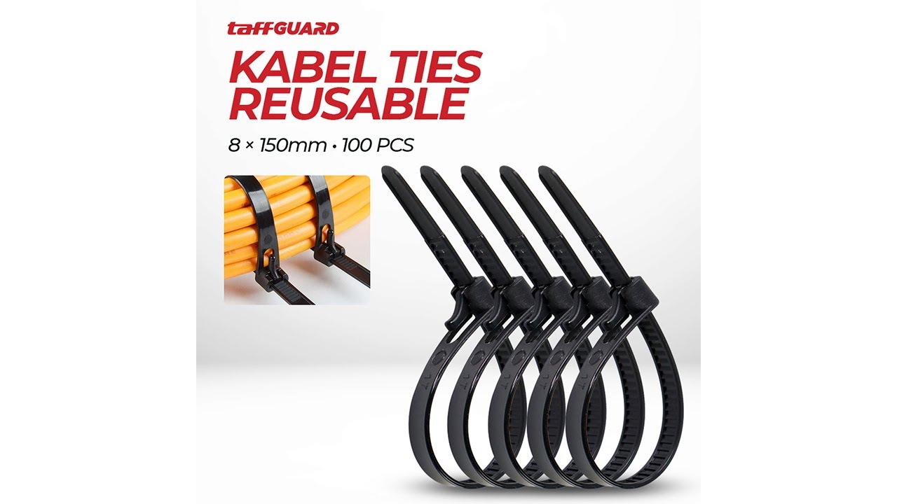 Pratinjau video produk TaffGUARD Kabel Ties Zip Cable Organizer Reusable 8x150mm 100 PCS - Z815