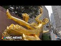 Prometheus statue at Rockefeller Center gets a golden makeover