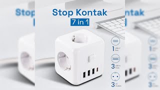 Pratinjau video produk LENCENT Stop Kontak 7 in 1 USB Type C Port Cube Wall Socket Extension - CN-2G3M