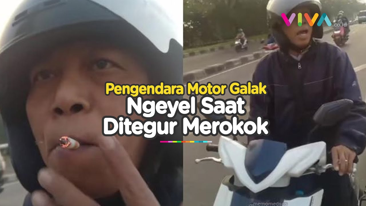 Bapaknya Siapa Nih? Ngamuk Ditegor karena Ngerokok Sambil Naik Motor