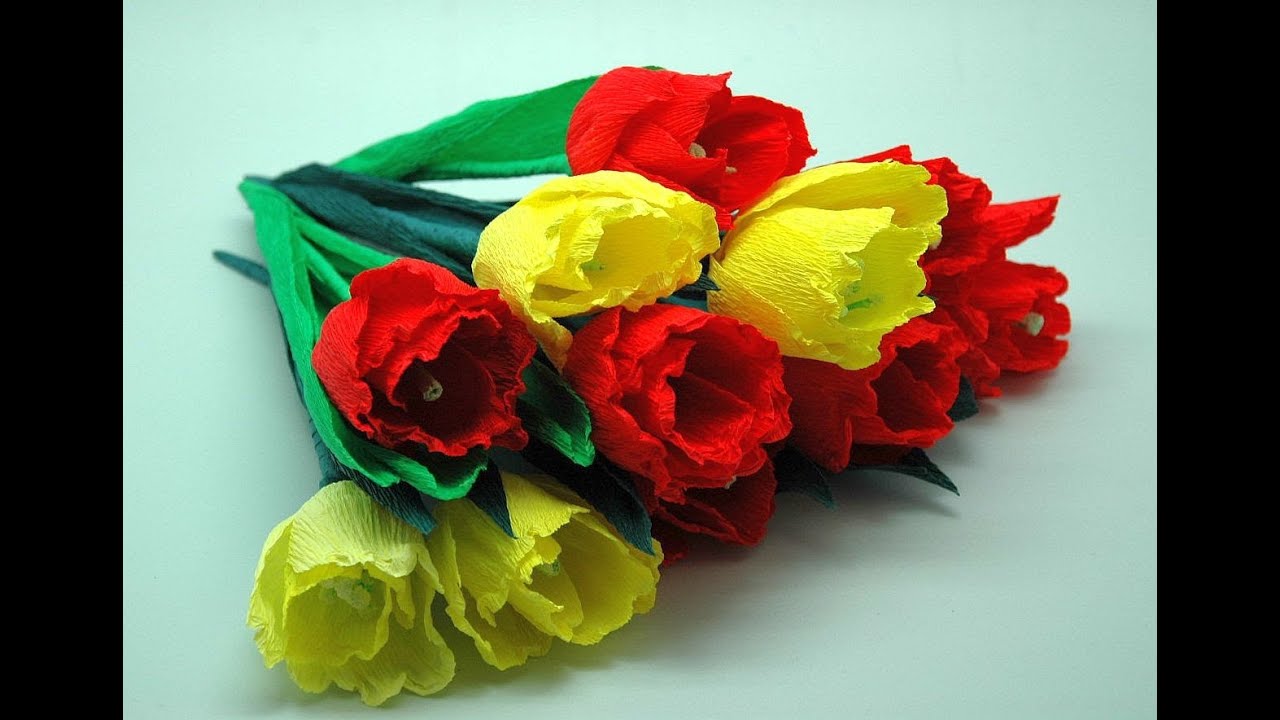 Kwiaty Z Bibu Y Tulipany Crepe Paper Flowers Tulips Diy Youtube