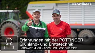 Juan Carlos und Jose Villamide teilen ihre Erfahrungen mit der PÖTTINGER Grünland-und Erntetechnik