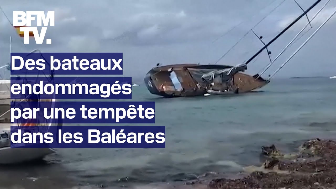 Des bateaux endommagés par une tempête dans les Baléares