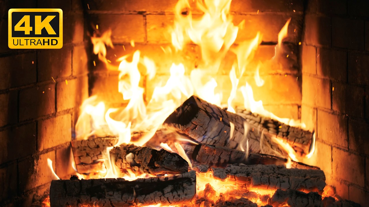 🔥 Fireplace Slow Burn with Cozy Hearth Crackles and Dim Ember Fire for Relaxing Christmas Ambience
