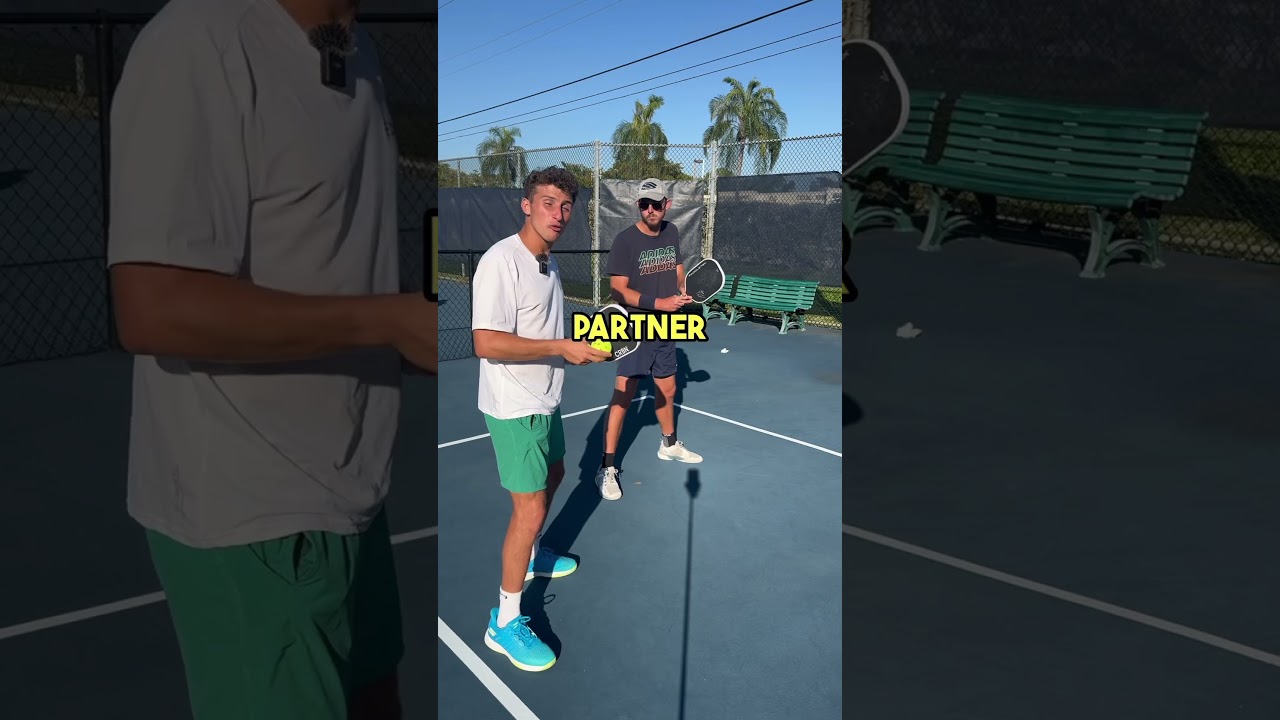 Which partner gets the lob? 🤔🏆 #pickleball #pickleballtips #shorts