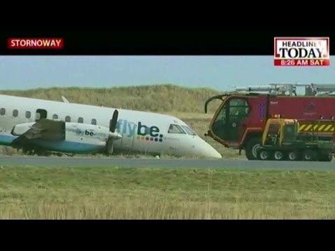 HLT : Strong winds blow plane off the track while take off HLT : Strong winds blow plane off the track while take off