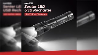 Pratinjau video produk TaffLED Senter LED USB Recharge XHP50 with 6800 mAh 18650 Battery - JHS522X