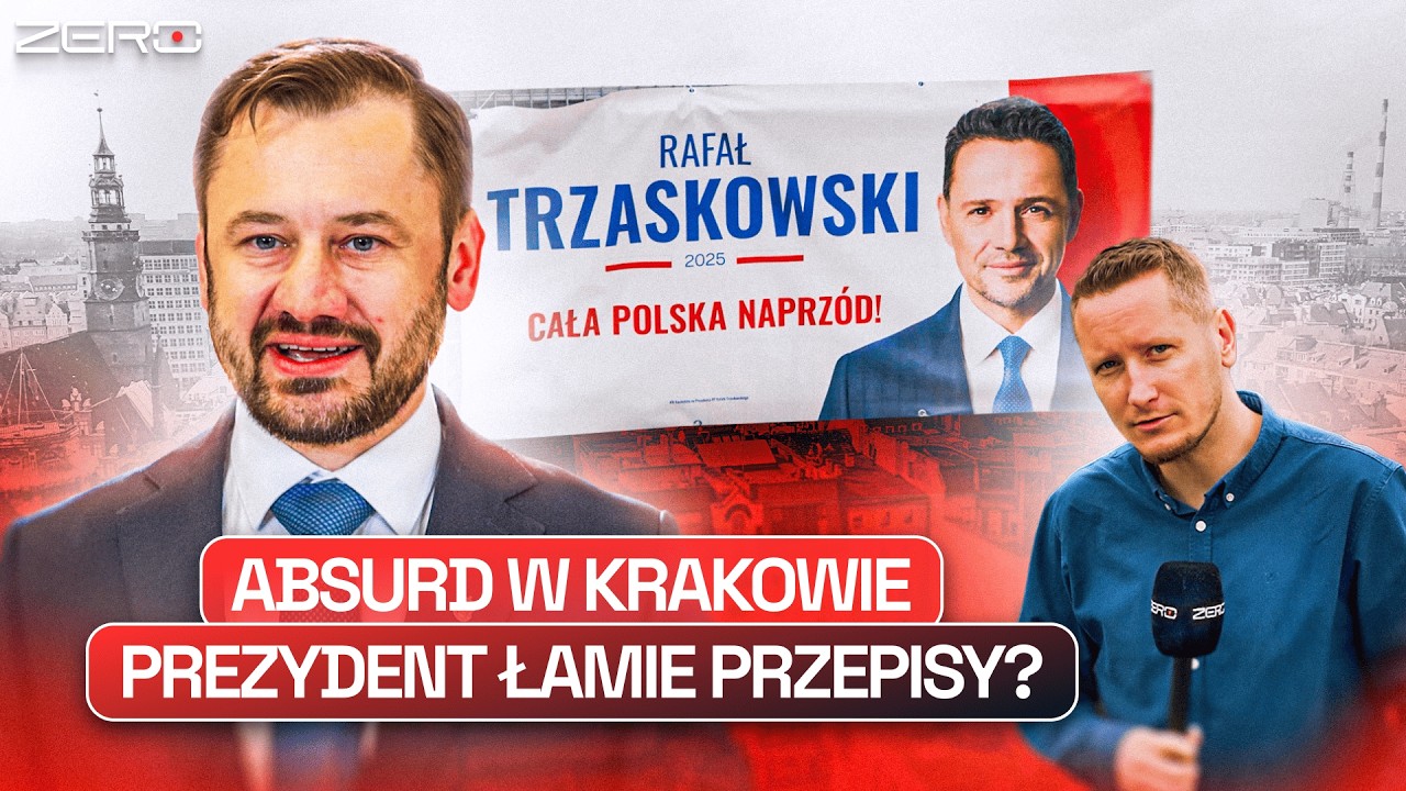 PREZYDENT KRAKOWA z PS WYWIESIŁ BANER WYBORCZY. INNE PARTIE TEGO NIE ROBIĄ BO PRZEPISY NIE POZWALAJĄ
