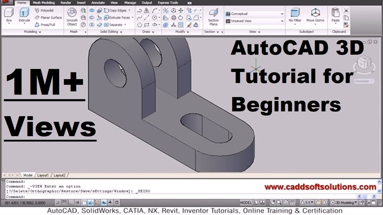 AutoCAD 3D Drawing Modeling Tutorial for Beginners | AutoCAD 2010 - YouTube