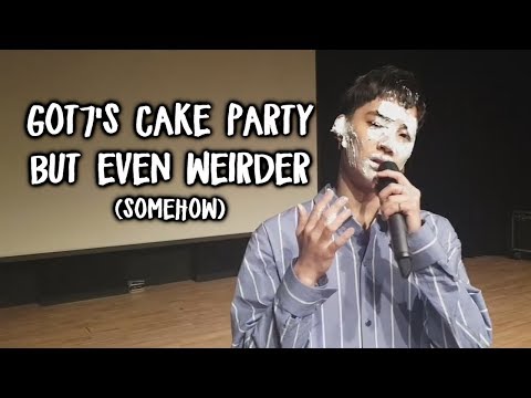 Got7's cake party but every time they're weird a Got7 meme appears