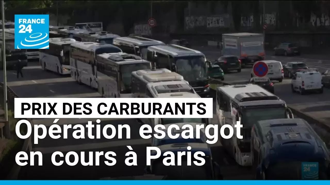 Hausse des prix des carburants : opération escargot en cours à Paris • FRANCE 24