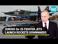 Rare footage: Putin's Su-25 jets launch rockets downwards, without firing them into the air