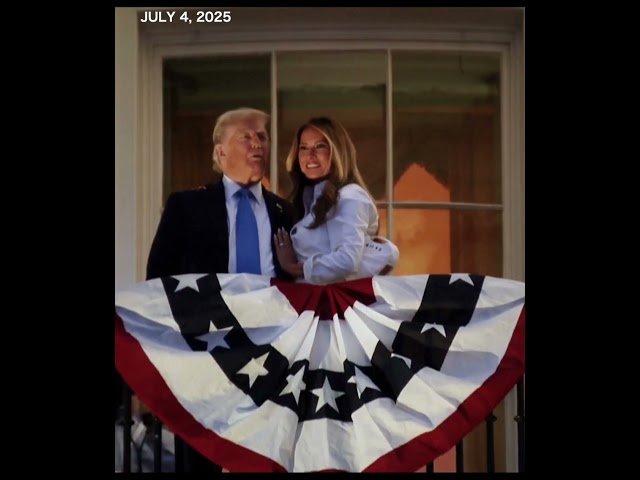 Trump giving Melania a KISS on Truman Balcony as crowd cheering