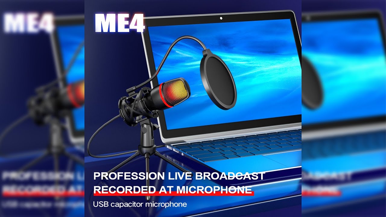 Pratinjau video produk DEPUSHENG Mikrofon Kondenser USB Condenser Microphone Pop Filter - ME4