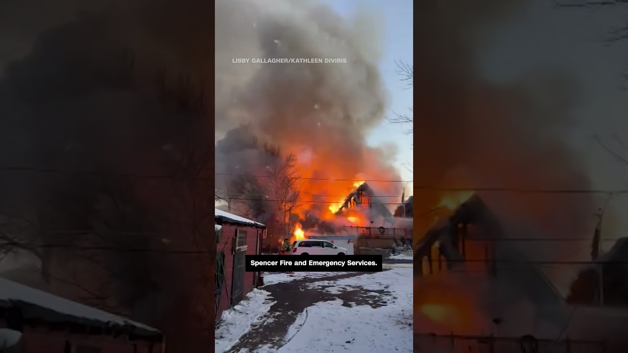 Watch: Two houses engulfed in flames after fireworks explosion