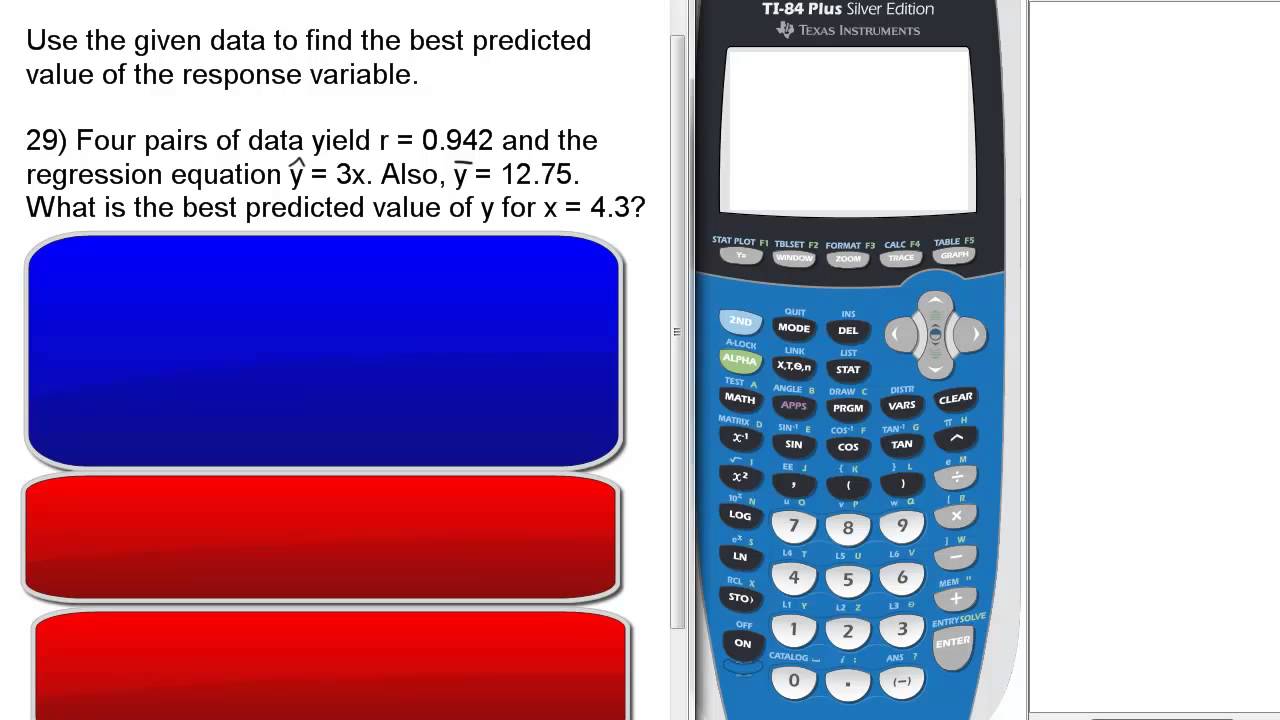 Find Predicted Value Given Regression Equation Correlation 