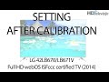 LG 42LB670V (also 42LB671V) settings after calibration
