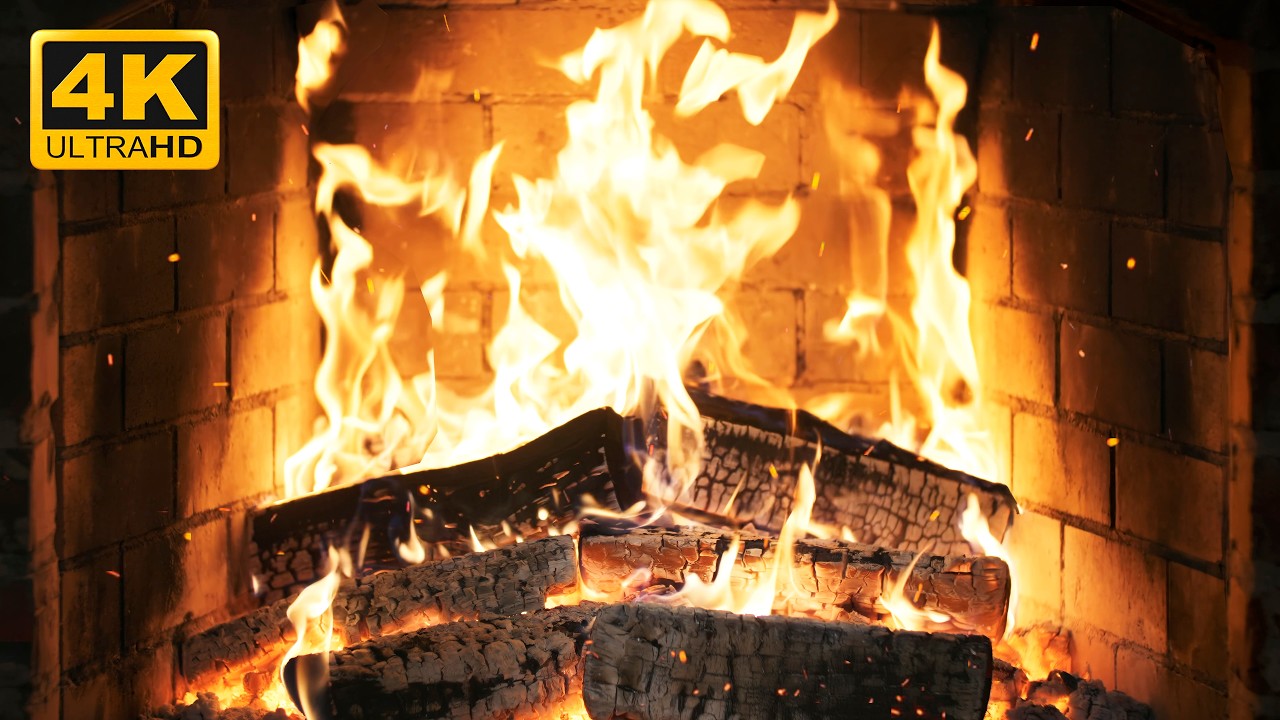 🔥 Fireplace Mountain Night with Peaceful Fire Sounds and Dim Room Glow for Cozy Winter Mornings