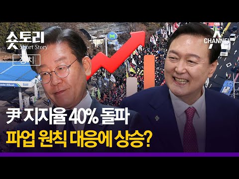 [숏토리:정치] 尹 지지율 40% 돌파 ... 파업 원칙 대응에 상승?