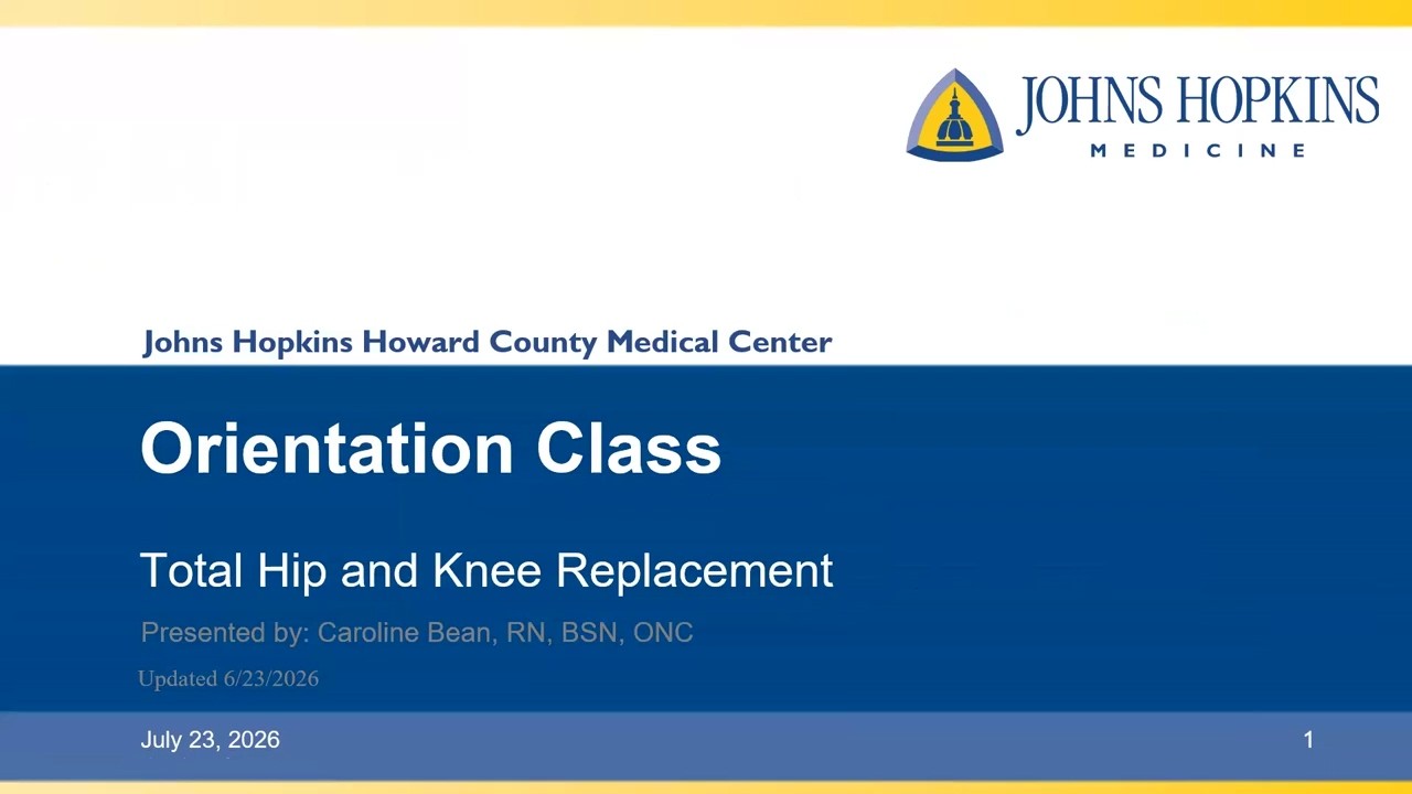 Total Hip and Knee Replacement Class Recording (July 2026)