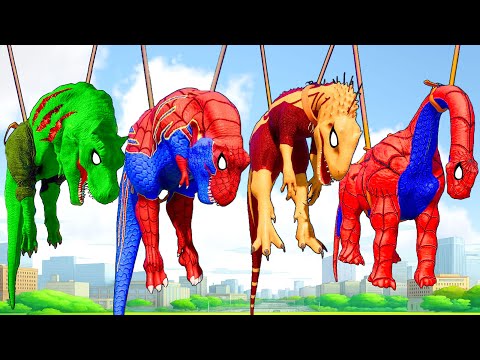 All Dinosaurs Fighting T-Rex vs Distortus Rex - Dinosaur Battle in Jurassic World Evolution