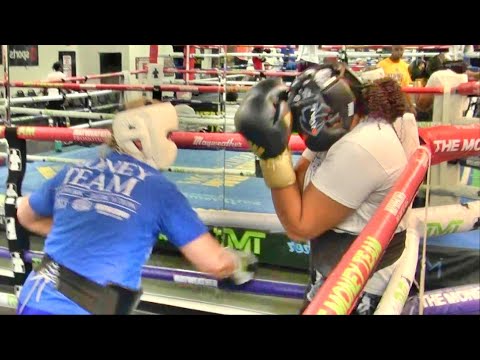 Heavyweight ladies throw down at the Mayweather Boxing Club