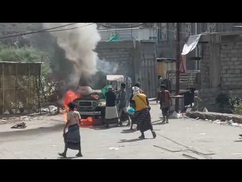 الله يخلف عليه ويعوضه احتراق سياره في يافع