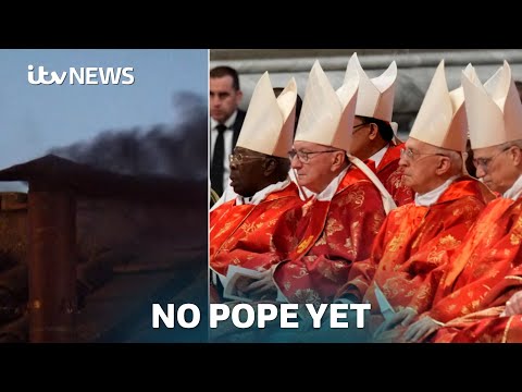 No pope decision yet as black smoke seen rising from Sistine Chapel chimney | ITV News