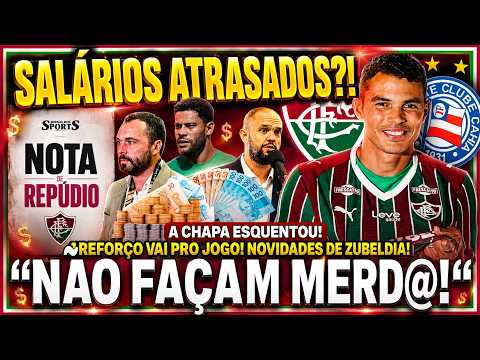 Fluminense enfrenta Bahia em amistoso; clube nega atrasos salariais em meio a controvérsias com a imprensa.