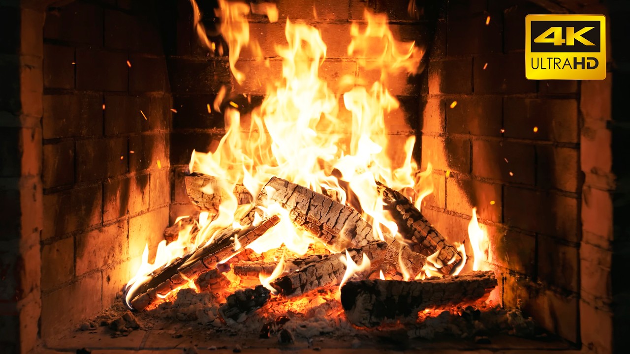 🔥 Relaxing FIREPLACE (12 Hours) with Glowing Coals and Gentle Wood Pops for Silent Christmas Nights