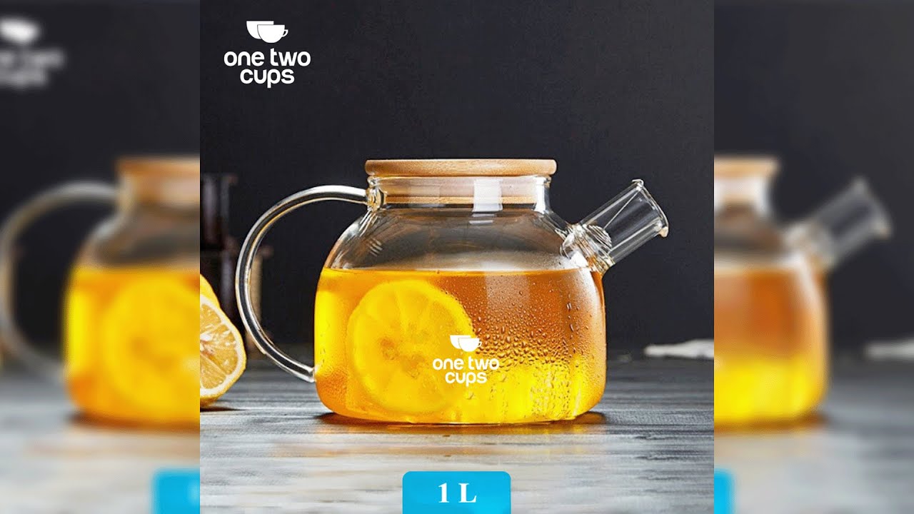 Pratinjau video produk One Two Cups Teko Teh Kaca Saringan Tahan Panas Api Teapot 1L - BR-384