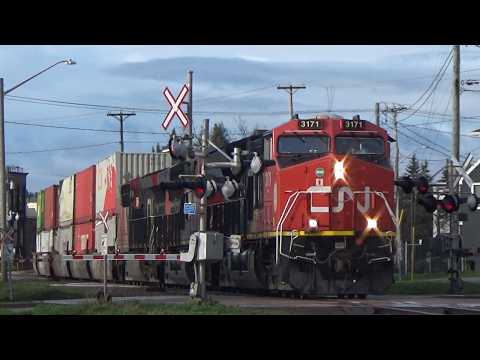 Friendly Horn Action! Long Stack Train CN 120 w/DPU Rolling thru Downtown Moncton, NB