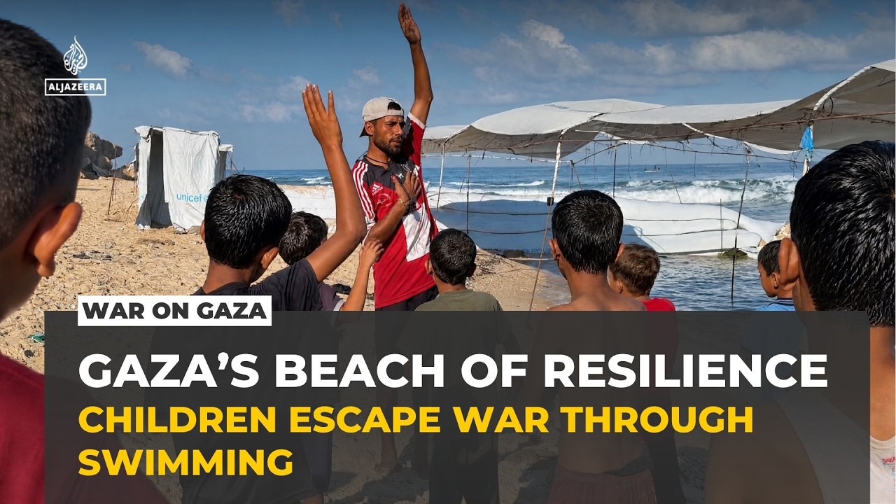 Makeshift swimming school gives Gaza children a rare escape from war